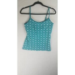 Great Northwest Clothing Company Teal Geometric Spaghetti Strap Tank Top Women M